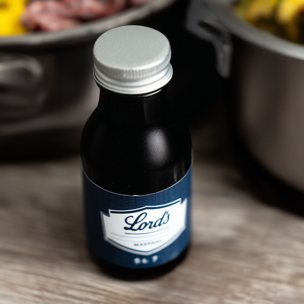 bottle of "Lord" marinade, product photography